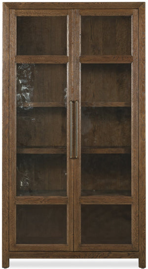 Hooker Furniture Driftwood Buckboard Display Cabinet With Seeded Glass, Plate Grooves & Touch Led Lighting For Home Medium Wood 6820-75906-85