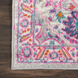 Nourison Passion PSN20 Machine Made Power-loomed Floral Border Indoor Only Bohemian  Rug Light Grey,Pink, Grey and Pink 100% Polypropylene 99446486714