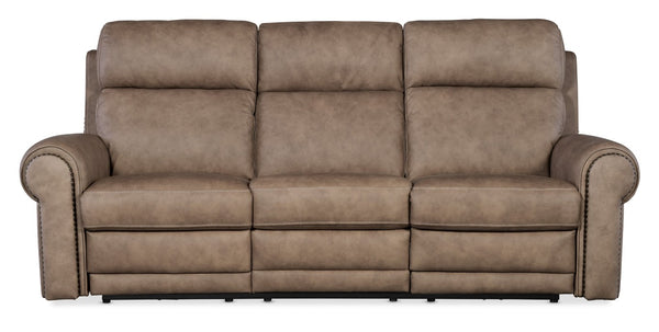Hooker Furniture Duncan Semi-Aniline Leather Power Sofa With Zero-Gravity Recline, Usb Charging, Nailhead Trim 41.00 L x 90.50W x 42.00H SS635-PHZL3-082
