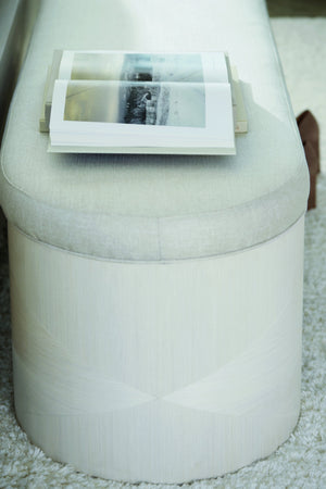 Bernhardt Bernhardt Axiom Oval Bench With Upholstered Seat, Linear White Veneer Base, Glam Transitional Style 381508