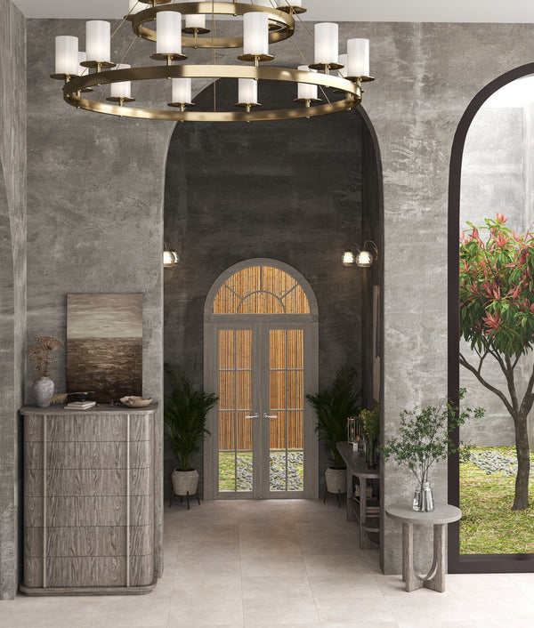 A.R.T. Furniture Vault Console Table - New Traditional Design In Mink Finish With Oak Veneers & Versatile Storage Shelf Gray Parawood Solids,White Oak Veneers 285314-2354