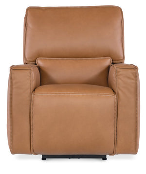 Hooker Furniture Miles Zero Gravity Recliner In Oslo Pebble Leather With Power Headrest, Usb Charging, Sleek Base Brown SS727-PHZ1-084