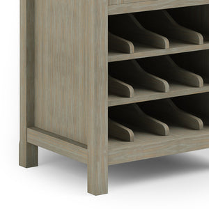 English Elm Avalon Handcrafted High Storage Wine Rack Cabinet with 12-Bottle Rack, Tempered Glass Door, Solid Wood Finish Light Brown B136P158445
