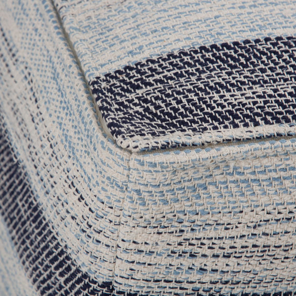 English Elm Clay Square Pouf - Handcrafted Blue Melange Accent Seat For Living Room, Bedroom & Small Spaces B136P159270
