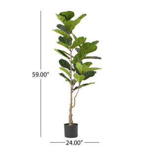 English Elm 150cm Artificial Fiddle Leaf Fig Tree Lifelike Faux Plant for Living Room Decor 70521.00