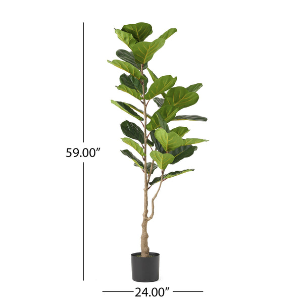 English Elm 150cm Artificial Fiddle Leaf Fig Tree Lifelike Faux Plant for Living Room Decor 70521.00