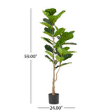 Christopher Knight Home® - Noble House - Socorro 5' X 2' Artificial Fiddle-Leaf Fig Tree, Green