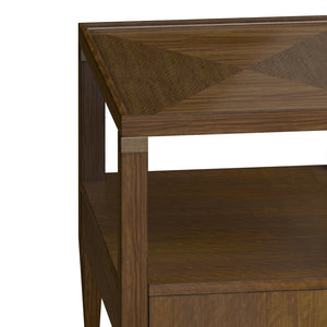 A.R.T. Furniture Eave Elegant End Table: Quartered Walnut Top With Diamond Pattern & Stylish Burnished Gold Legs Brown Material(S), Poplar And Parawood Solids,Walnut Veneer 336304-1860