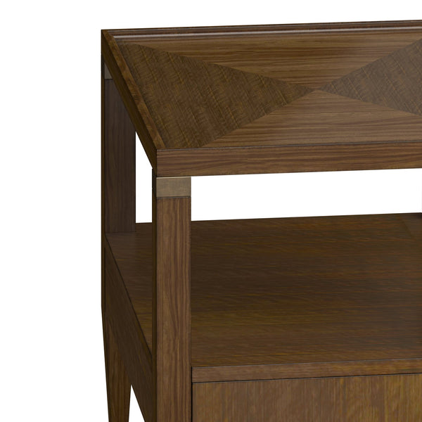 A.R.T. Furniture Eave Elegant End Table: Quartered Walnut Top With Diamond Pattern & Stylish Burnished Gold Legs Brown Material(S), Poplar And Parawood Solids,Walnut Veneer 336304-1860
