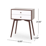 Christopher Knight Home® - Noble House - Newcomb Mid-Century Modern Side Table, Brown and White