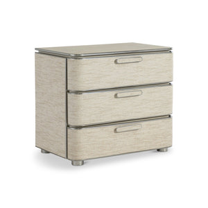 Bernhardt Bernhardt Corinne Nightstand With Woven Drawer Fronts, Soft-Close Storage, Usb A+C Charging, Ecru Finish 357232