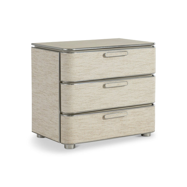 Bernhardt Bernhardt Corinne Nightstand With Woven Drawer Fronts, Soft-Close Storage, Usb A+C Charging, Ecru Finish 357232