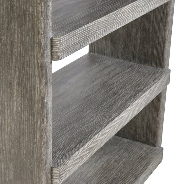 Bernhardt Bernhardt Monolith Etagere — Wire-Brushed Puma Oak Shelves, Rustic Modern Display Unit 46"X19"X76" 343812