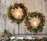 Pine and Holly Wreath on Candle Stand, Tall XPW20471 Park Hill