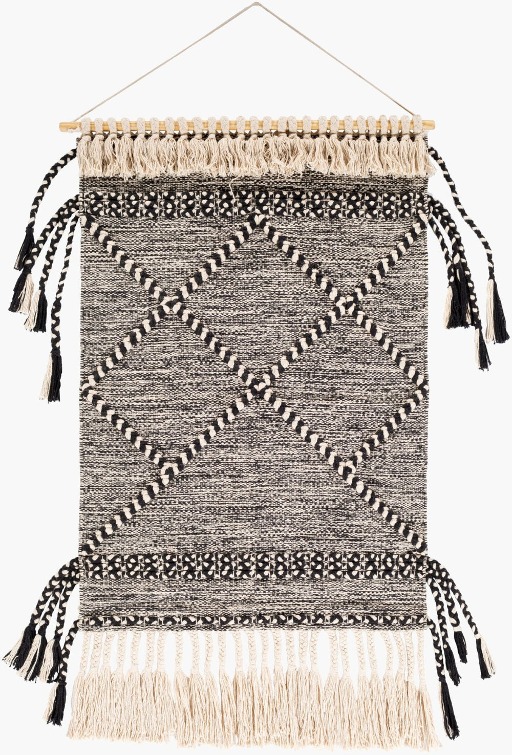 Surya Zanafi Handcrafted Tassel Textile Wall Hanging Woven Bohemian Artisan Decor Piece ZTS1001-2436