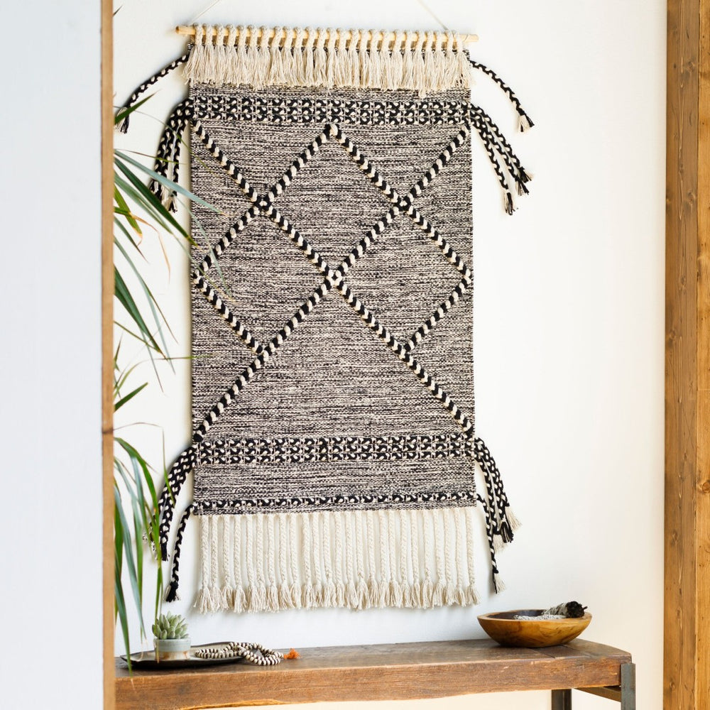 Surya Zanafi Handcrafted Tassel Textile Wall Hanging Woven Bohemian Artisan Decor Piece ZTS1001-2436