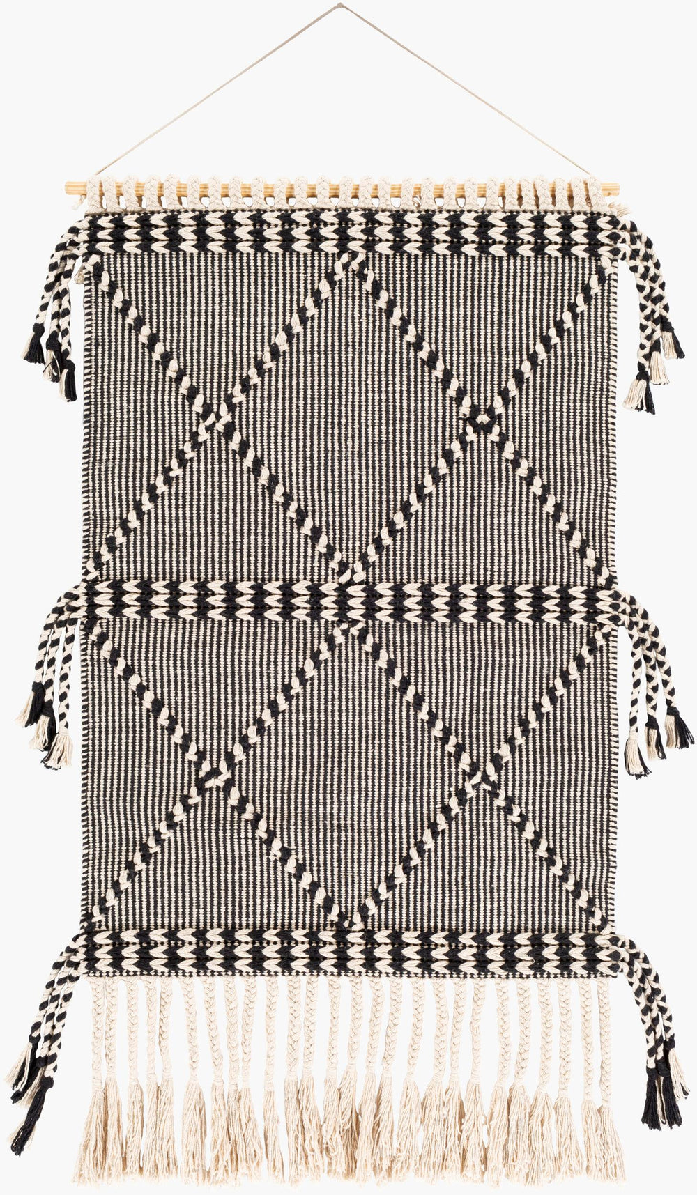 Surya Zanafi Tassels 47"H X 24"W Wall Hanging - Global Elegance & Durable Charm For Any Home Decor Beige Cotton,Wood Zts1002-2436