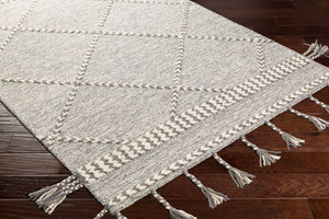 Surya Zanafi Handmade Wool Tassels Rug 2' X 3' - Exotic Charm, High-low Texture, Easy Care, Perfect Decor! Medium Gray Wool Zts2306-23