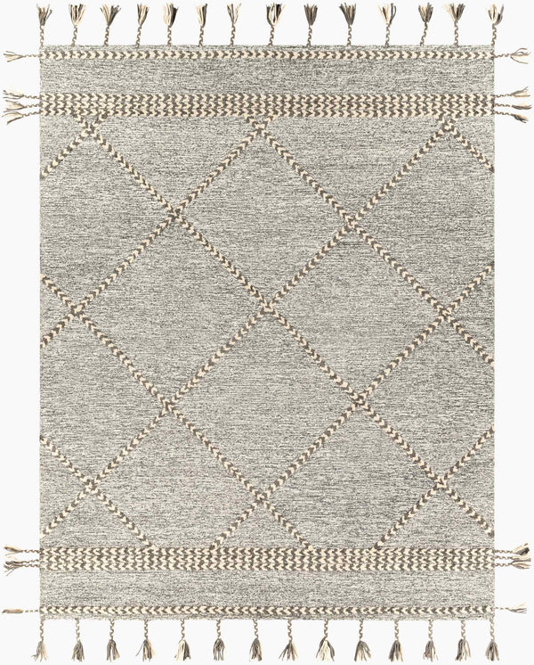 Surya Zanafi Handmade Wool Tassels Rug 2' X 3' - Exotic Charm, High-low Texture, Easy Care, Perfect Decor! Medium Gray Wool Zts2306-23