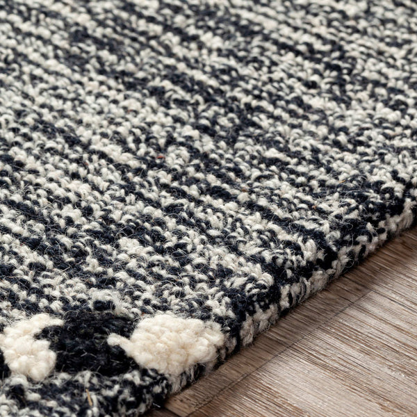 Surya Zanafi Handmade Wool Tassels Rug 2' X 3' - Exotic Charm, High-low Texture, Easy Care, Perfect Decor! Black Wool Zts2307-23