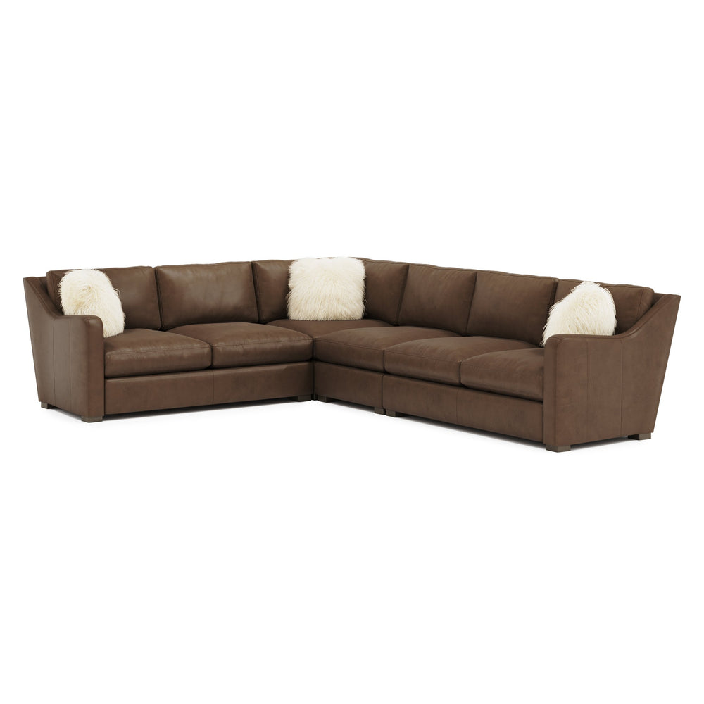 Bernhardt Ventura Leather Sectional Sofa - Modern Elegance With Deep Comfort & Stylish Curves For Any Living Space Brown Leather K2032