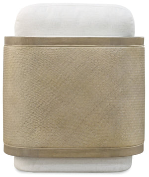 Hooker Furniture Wilma Coastal Swivel Chair With Woven Rattan, Light Wood Frame & Halston White Performance Fabric — Durable Comfort And 360° Movement CC903-SW-404