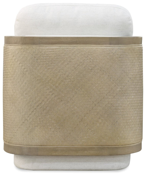 Hooker Furniture Wilma Coastal Swivel Chair With Woven Rattan, Light Wood Frame & Halston White Performance Fabric — Durable Comfort And 360° Movement CC903-SW-404