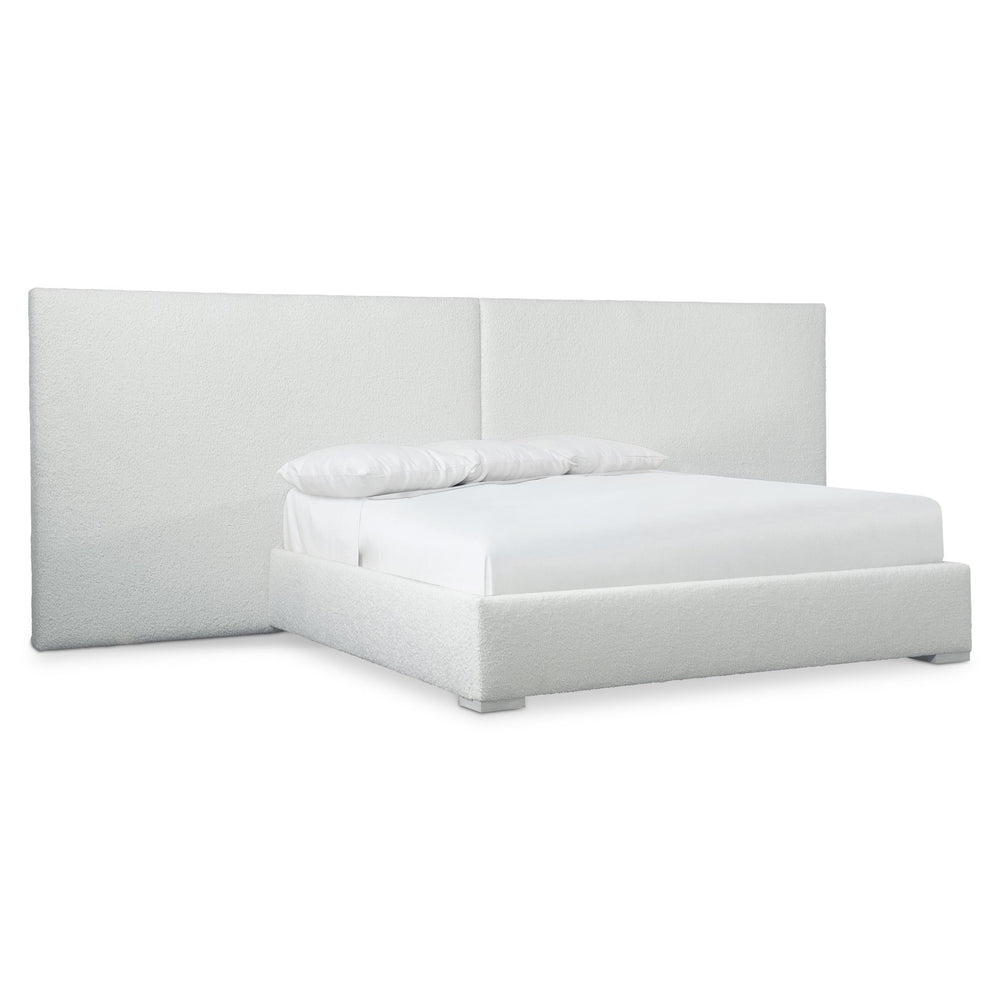 Bernhardt Bernhardt Solaria Fully Upholstered Panel Bed With Dual Headboard Panels And Exposed Ash Feet, Luxe Retro-Modern Appeal Weathered Bone 160"W x 90"D x 58"H K1748