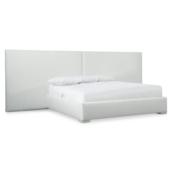 Bernhardt Bernhardt Solaria Fully Upholstered Panel Bed With Dual Headboard Panels And Exposed Ash Feet, Luxe Retro-Modern Appeal Weathered Bone 160"W x 90"D x 58"H K1748