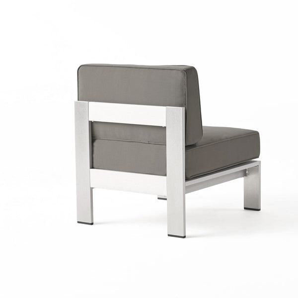 English Elm Christopher Knight Home® - CAPE Coral Armless Chair - Khaki Water-Resistant Cushions, Aluminum Frame, Modular Ottoman Ready 64413.00