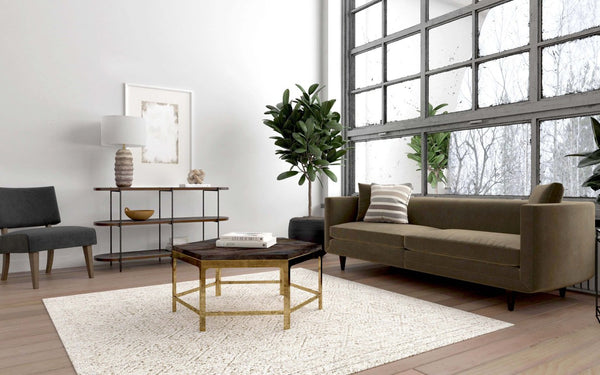 Hooker Furniture Commerce Octavius Hexagonal Cocktail Table – Dark Mango Wood Top With Gold Metal Base, 39" X 17" 7228-80050-00