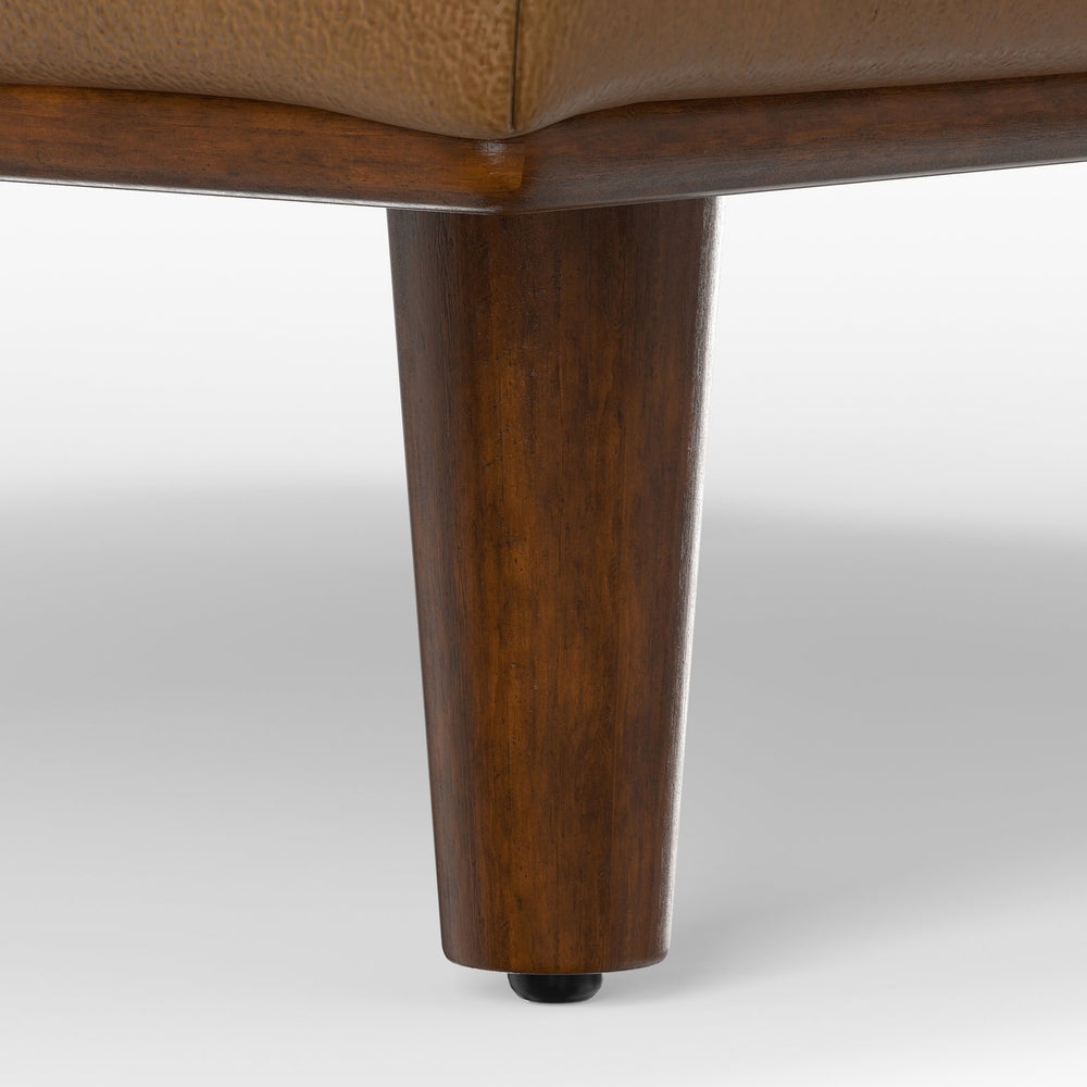 English Elm Morrison Ottoman - Handcrafted Caramel Brown Leather Seat For Versatile Living Room Style & Comfort B136P159244