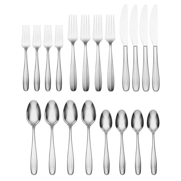 Lenox Oneida Oakwood 20 Piece Everyday Flatware Set, Service for 4 Metallic, STAINLESS METAL 896125