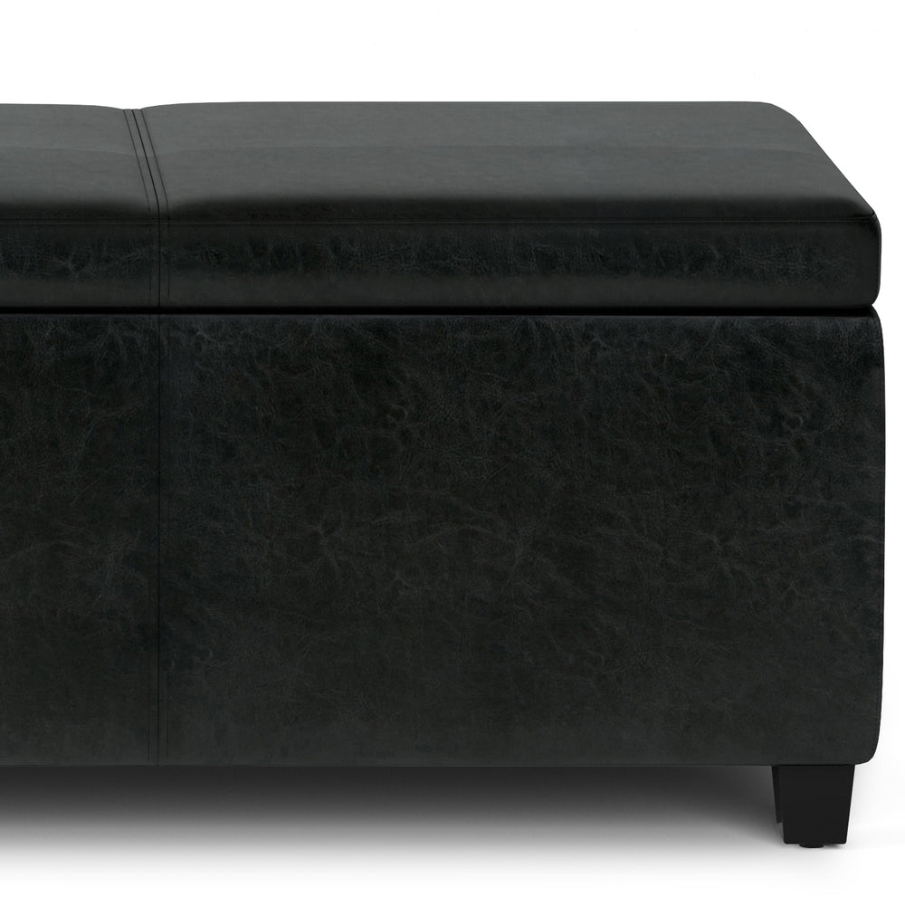 English Elm Avalon Extra Large Storage Ottoman Bench – Stylish Midnight Black Faux Leather For Modern Homes B136P158650