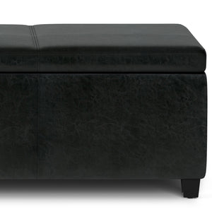 English Elm Avalon Extra Large Storage Ottoman Bench – Stylish Midnight Black Faux Leather For Modern Homes B136P158650