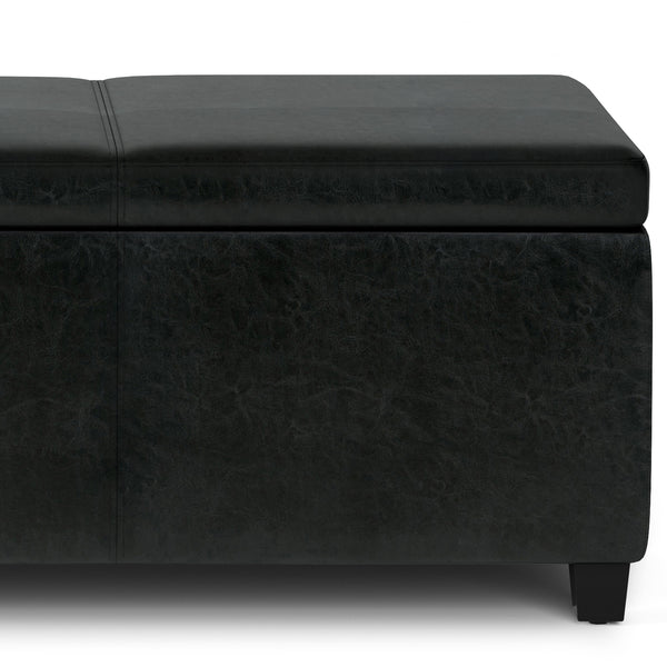 English Elm Avalon Extra Large Storage Ottoman Bench – Stylish Midnight Black Faux Leather For Modern Homes B136P158650