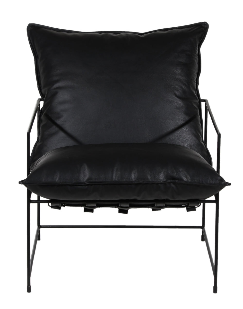 Porter Designs Porter Hagen Black Iron Frame Accent Chair - Stylish Industrial Chic Design With Top Grain Leather Black Metal 02-108-06-8463