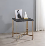 English Elm Steve Silver - Daxton - Square End Table With Faux Marble Top - Black