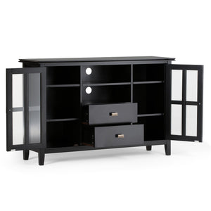 English Elm Artisan Tall Tv Media Stand - Handcrafted Black Lacquer Storage Solution For Up To 60" Tvs B136P158702