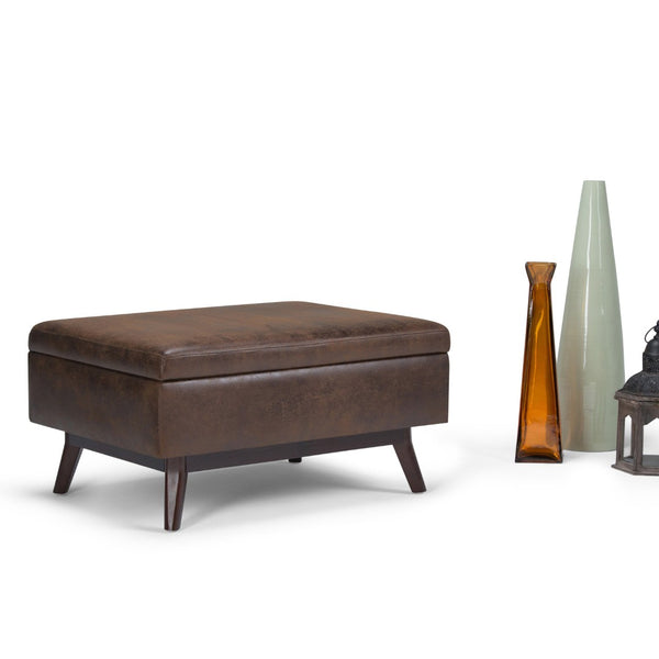 English Elm Owen - Versatile Coffee Table Storage Ottoman In Distressed Chestnut Brown For Family-Friendly Spaces B136P159188-GIGA