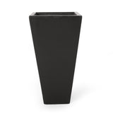 Christopher Knight Home® - Noble House - Ella Outdoor Modern Small Cast Stone Planter, Black