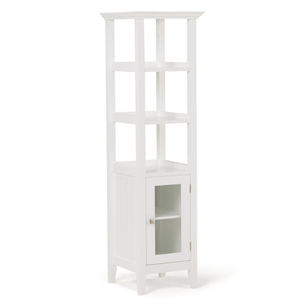 English Elm Acadian Bath Storage Tower – Sleek Pure White Cabinet With Adjustable Shelves For Modern Spaces B136P158499