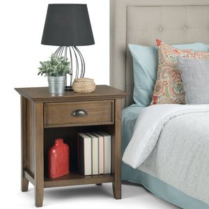 English Elm Acadian Solid Wood Nightstand with Drawer and Shelf Transitional Bedroom Side Table B136P158096