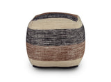 Steve Silver Handwoven Wool Pouf - Jamal - Beige - 18x18x18 Size