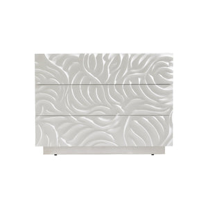 Bernhardt Bernhardt Alia Nightstand With Carved Resin Fronts, White Plaster Finish, Soft-Close Drawers & Ss Base 316234