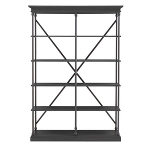 Homelegance By Top-Line Miranda Cornice Double Shelving Bookcase Black Wood