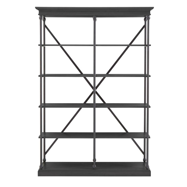 Homelegance By Top-Line Miranda Cornice Double Shelving Bookcase Black Wood
