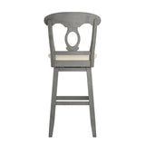 Homelegance By Top-Line Juliette Napoleon Back Wood Swivel Bar Stool Grey Rubberwood