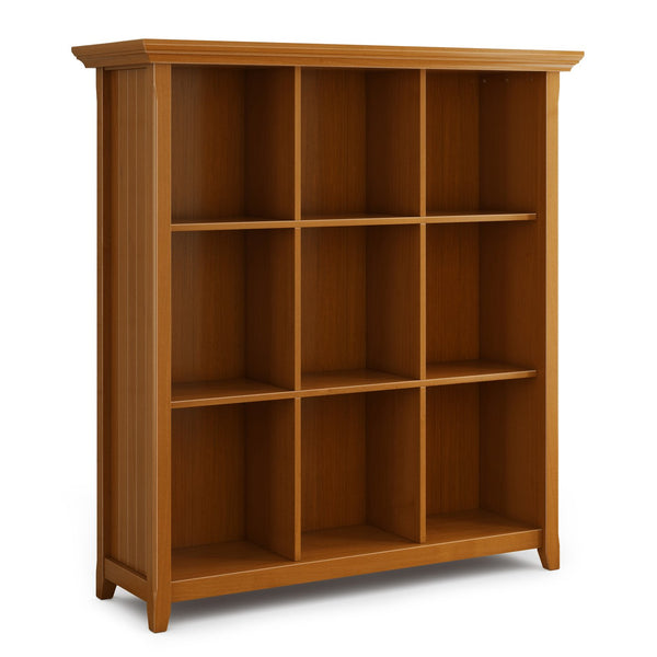 English Elm Acadian 9-Cube Bookcase & Storage Unit - Handcrafted Light Golden Brown With Timeless Design B136P158283