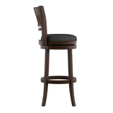 Homelegance By Top-Line Alessandro Linen Lattice Back Swivel Bar Stool Dark Grey Rubberwood